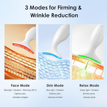 Facial & Neck Massager – Skin Firming, Wrinkle Reducer & Sculpting Tool | Portable LED Light Therapy for Face & Neck Care