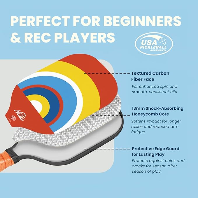 Pickleball Paddles, Carbon Fiber Pickleball Paddles Set of 1/2/4, USAPA Approved 13mm Polymer Core Pickleball Set for Intermediate, Stylish Pickleball Gifts