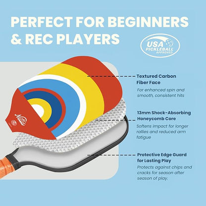 Pickleball Paddles, Carbon Fiber Pickleball Paddles Set of 1/2/4, USAPA Approved 13mm Polymer Core Pickleball Set for Intermediate, Stylish Pickleball Gifts