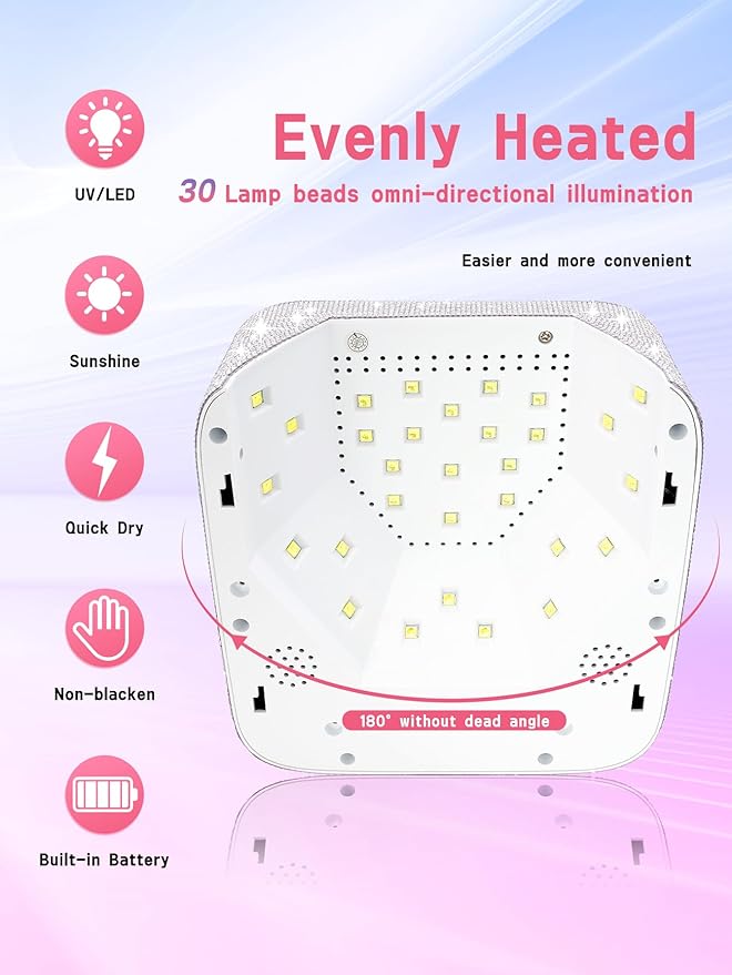 Cordless Gel Nail Lamp, Rechargeable UV LED Nail Dryer for Gel Polish with LCD Display, Auto Sensor and 5 Timer Settings Professional Gel Curing Light for All Gel Nail Polish, Manicure Tools