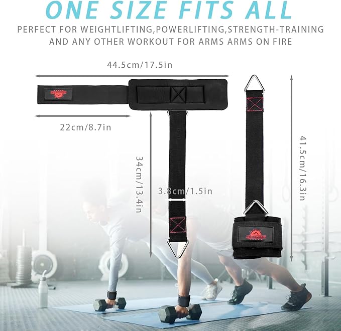 Adjustable Weightlifting Wrist & Ankle Straps with Triangle Ring for Deadlifts, Tricep Pull-Downs, Pilates, Cable Machines & Rehab – Padded Straps for Gym, Physical Therapy, and Recovery