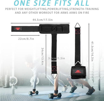 Adjustable Weightlifting Wrist & Ankle Straps with Triangle Ring for Deadlifts, Tricep Pull-Downs, Pilates, Cable Machines & Rehab – Padded Straps for Gym, Physical Therapy, and Recovery