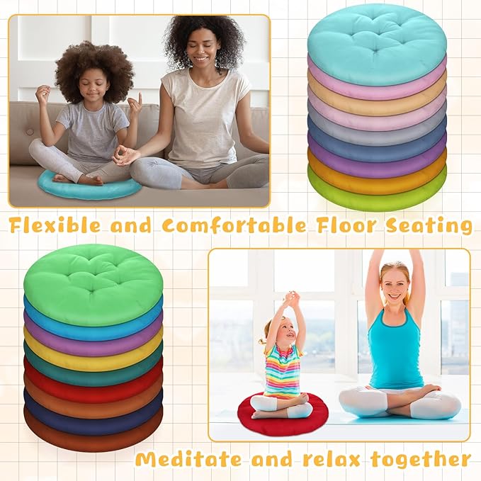 36 Pcs Round Floor Pillows 15.7 Inch Flexible Seating Pillows Chair Floor Cushions Reading Cushions for Kids Adults Classroom Home School Playing Supplies,18 Colors(Colorful)