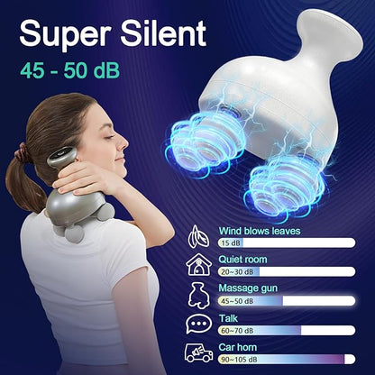 DEITY 4 Heads Handheld Massage Gun Deep Tissue, Electric Body Massager, Percussion Muscle Massager for Easing Shoulder and Back Tension, Perfect Gifts for Man Women, White