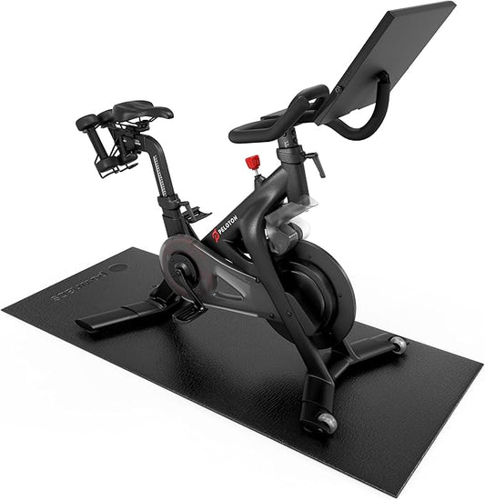 Powr Labs Bike Mat Compatible with Peloton, Treadmill, Exercise Equipment, Elliptical, Walking Pad, Indoor Bike Trainers, Home Gym Workout - Protects Hardwood Floors and Carpet
