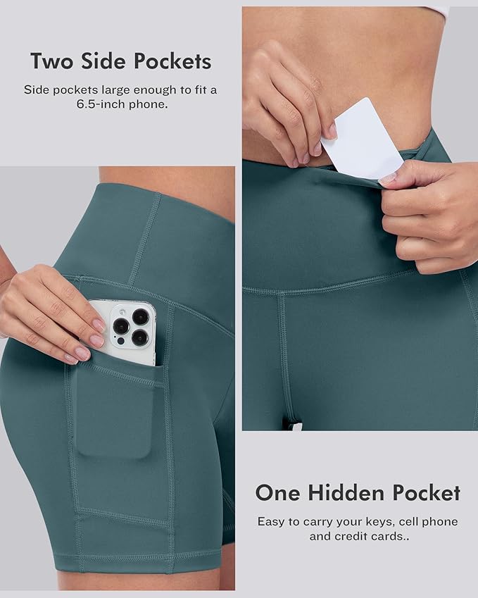 LZYVOO Biker Spandex Shorts Women, High Waisted Tummy Control Workout Yoga Shorts with Pockets