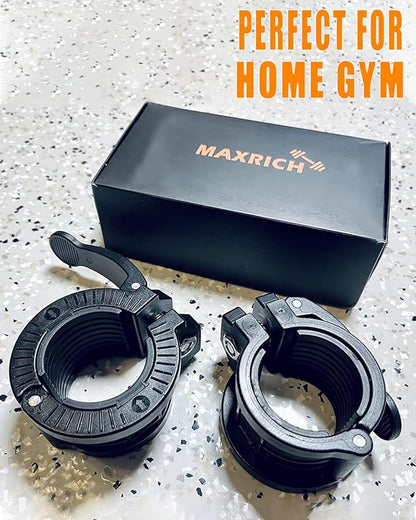 Barbell Clamps 2inch - 2 PCS Adjustable Barbell Clips Quick Release Locking Weight Clips Olympic Barbell Collars (Black 1.8-2inch)