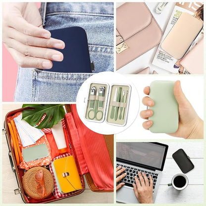 Manicure Set, Stainless Steel Nail Clipper Kit Nail Clipper Set 7 in 1 Manicure Kit Pedicure Kit Portable Nail Grooming Kit Fingernail Toenail Clippers for Men Husband Boyfriend Women Green