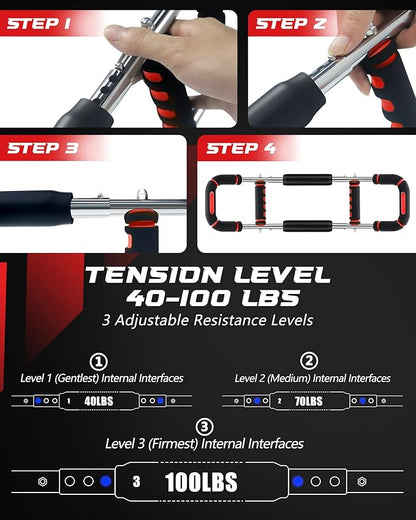 2025 Pro Twister Arm Trainer, Adjustable Power Twister Bar, Chest Shoulder Arm Workout Equipment, Portable Detachable Upper Body Fitness Machine for Home & Gym
