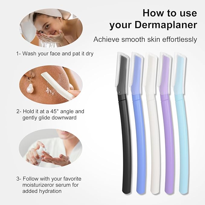 Precision Dermaplane Razor, Face Razors for Women and Men, Eyebrow Razor, Dermaplaning Tool, Peach Fuzz Remover, Skin-friendly Microblades with Protective Cap