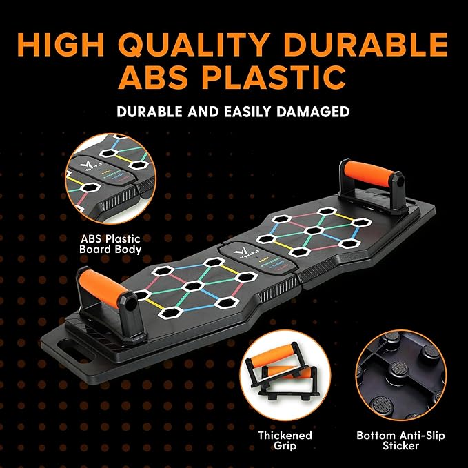 Foldable Push Up Board - Home Workout Equipment with Color-Coded System - Multi-Functional Push-Up Stands for Strength Training, Chest, Arms & Core - Portable Gym for Men & Women