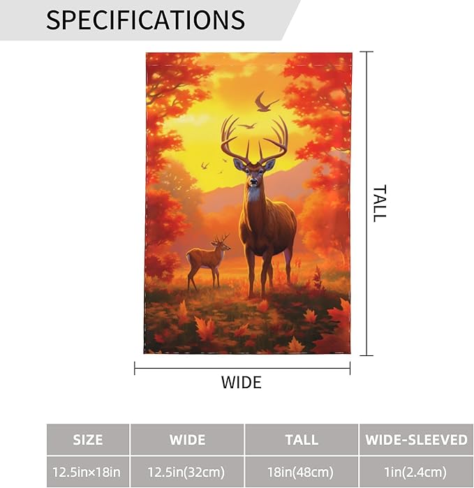 Autumn Deer Garden Flag 12x18 In Double Sided Yard Flags Lawn Sign Decor No Flagstand