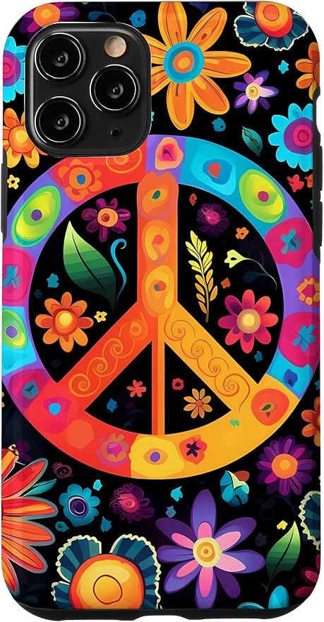 iPhone 11 Pro Peace Sign Hippie Floral Case