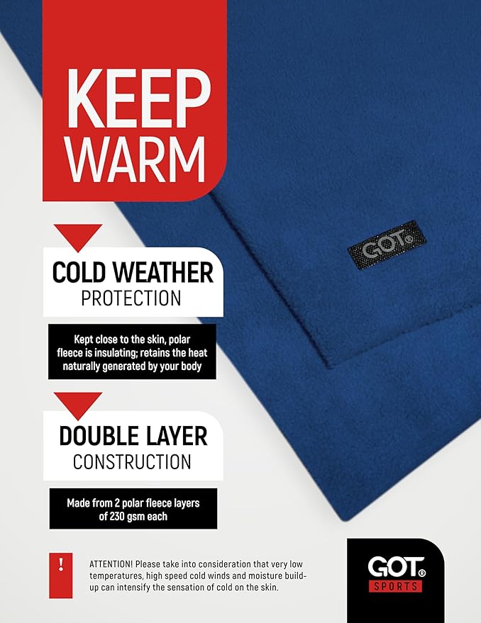 GOT Sports Polar Fleece Neck Warmer - Double-Layer Winter Ski Face Mask - Neck Gaiter Scarf for Skiing, Snowboarding, Running