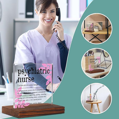 Psychiatric Nurse Definition Gifts Clear Desk Decorative Sign, Recognition Appreciation Gift for Future Psych NP Assistant Students Grad, Psych Nurse Pharmacy Clinic Office Decor Plaques TZD41