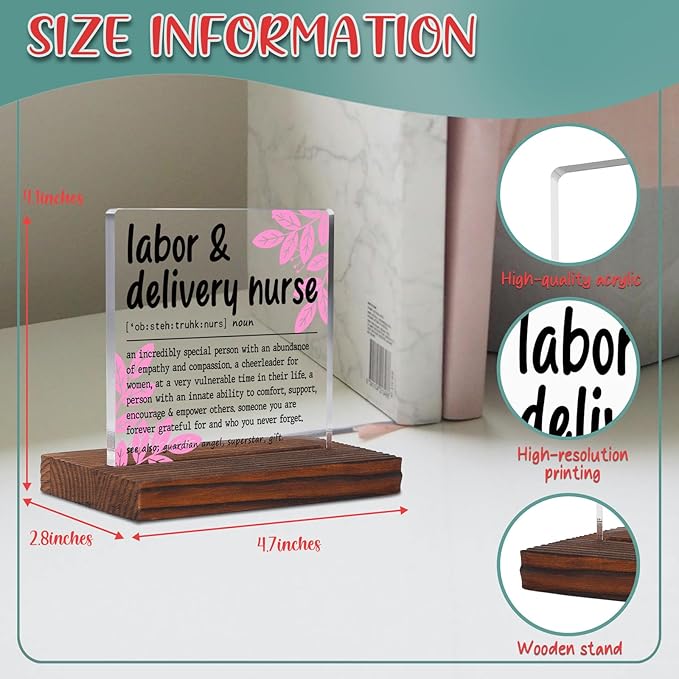 Appreciation Gifts for Labor & Delivery Nurse Clear Desk Decor Sign, Recognition Gifts for Labor Nurse Nursing Students Graduation Nurses Week, L&D Nurse Definition Clinic Office Plaque TZD43