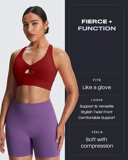 Aoxjox Women's Workout Sports Bras Twist Front Fitness Training Gym Bra Yoga Crop Lola Tank