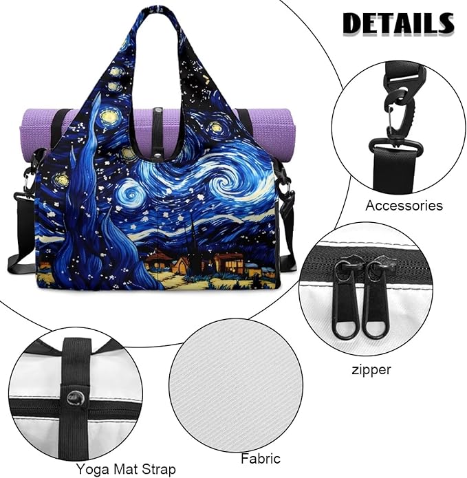 Yoga Mat Bag for Women Men Large Carryall Tote with Adjustable Shoulder Strap for Gym Yoga Travel Pilates Office
