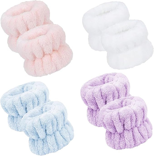 8Pcs Microfiber Wrist Bands for Washing Face, Absorbent Face Washing Wristbands, Spa Wristbands for Face Washing, Wrist Towels for Washing Face, Prevent Water from Spilling Down Your Arms