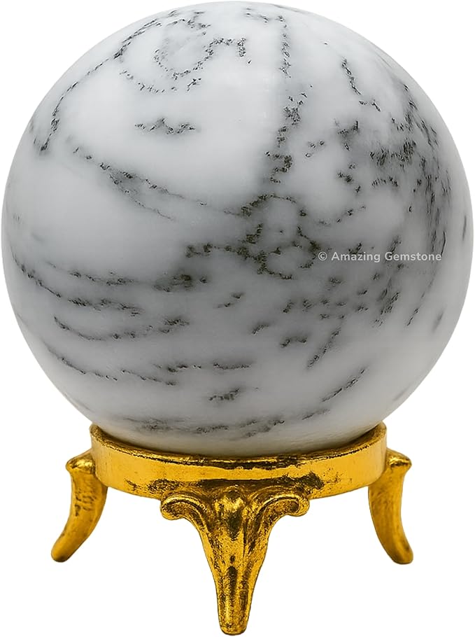 Amazing Gemstone Dendrite Opal Crystal Ball with Stand - 2 Inches Crystal Sphere Meditation Balls for Witchcraft and Decorative Balls