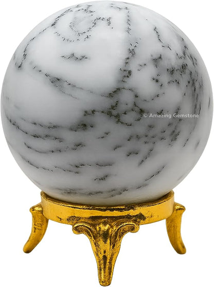 Amazing Gemstone Dendrite Opal Crystal Ball with Stand - 2 Inches Crystal Sphere Meditation Balls for Witchcraft and Decorative Balls
