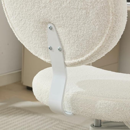 Cross-Legged Meditation Chair with Wheels, Adjustable Desk Chair for Home Office, Ergonomic Floor Seat for ADHD & Yoga, Criss Cross Chair with Lumbar Support, Memory Foam Cushion (Ivory-Teddy Fabric)