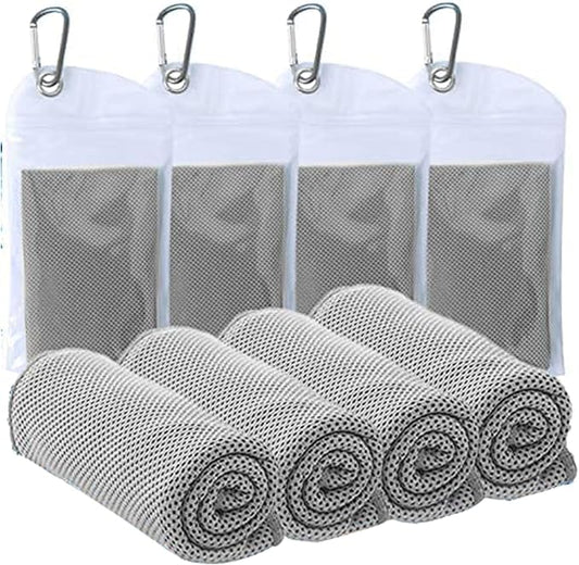4 Pack Cooling Towels (40"x12") - Instant Cooling Reusable Microfiber Towels for Sports, Gym, Camping, Yoga, Fitness & More