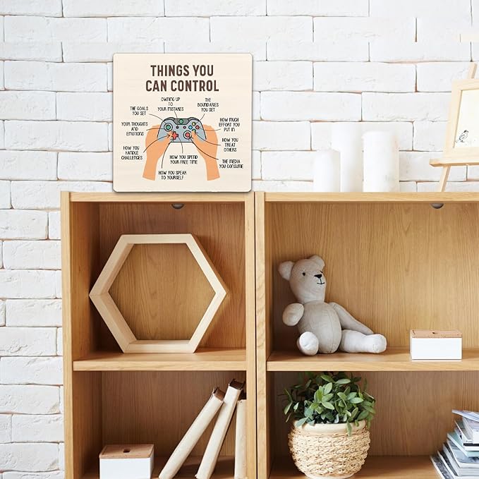 Mental Health Decor Wooden Plaque Sign, Therapy Office,Calm Down Corner, Therapist Decor, Psychology Gift, Positive Affirmations Psychology Desk Decoration,Graduation Gift, Things You Can Control