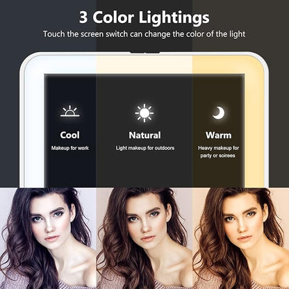 Rechargeable Makeup Mirror for Travel, Vanity Mirror with 80LEDs, 3 Color Light, 2000mAh Battery, Portable Ultra Slim Lighted Mirror, Travel Essential