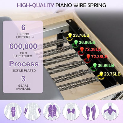 Pilates Reformer, Maple Wooden Foldable Pilates Reformer Machine with 6 Springs,Sitting Box, Padded Jump Board, 660lbs Capacity for Home Workouts Studio Yoga