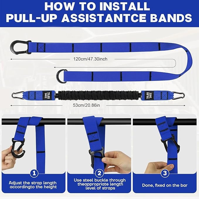 Adjustable Heavy Duty Pull Up Assistance Bands with Fabric Feet and Knee Rest - Pull Up Resistance Bands for Men, Women, and Seniors - Perfect for Dip and Resistance Strength Training Glamflex