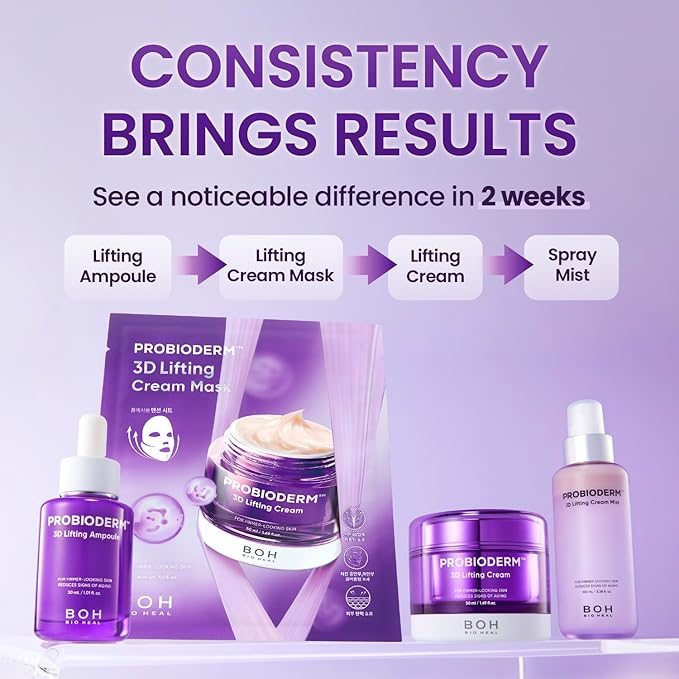 Probioderm 3D Lifting Cream 1.7 fl oz | Advanced Korean Anti-Aging Probiotics Facial Night Cream Moisturizer with 17-Peptide Complex & Patented Probioderm for Wrinkles on Face and Neck