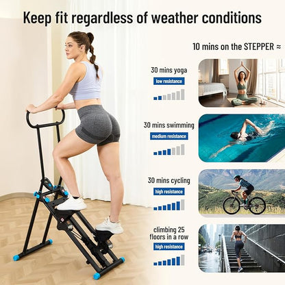 Stair Stepper for Home Gym,Folding Vertical Climber Cardio Exercise Machine,Stair Climber for Full Body Workout with Adjustable Handlebar for Women & Men