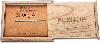 KGBNCIE Morse Code Bracelet for Women Sterling Silver Beads on Silk Cord Secret Message Fuck Friendship Inspirational Encouragement Bracelet Gift for Her