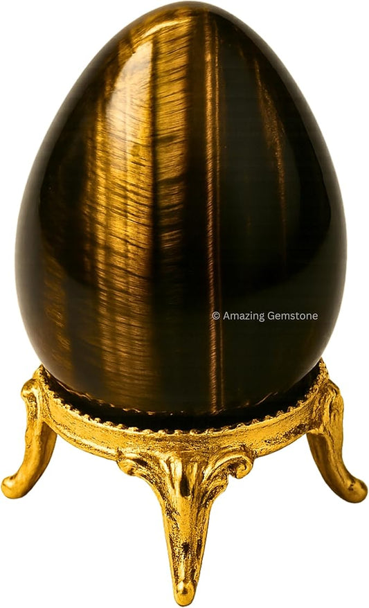Amazing Gemstone Tiger Eye Crystal Yoni Egg, 2 Inches - Crystals and Healing Stones Yoni Egg for Pelvic Floor Health, Natural Healing Crystal Eggs for Meditation and Stress Relief