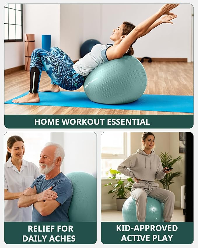 Trideer Exercise Ball Yoga Ball – Office Seating & Balance Ball Chair, Stability Ball for Pilates, Physical Therapy,Core Training & Balance Improvement & Stretching