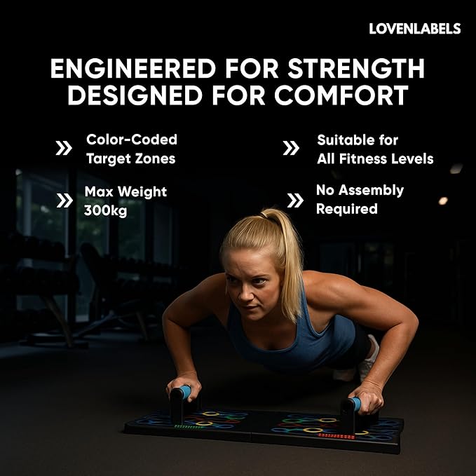 Foldable Push-up Board | Workout Equipment for Strength Training & Bodyweight Exercises | Fitness Equipment for Men & Women | Portable Exercise Equipment for Home Gym & Calisthenics