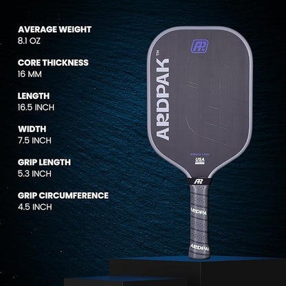 Pickleball Paddle, T700 Carbon Fiber Abrasion-Resistant Surface, 16MM Polypropylene Honeycomb core, USAPA Approved, High Grit,The Pickleball Paddle Designed for Control Spin & Consistency