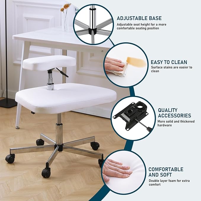 Meditation Chair Ergonomic Cross Legged Chair ADHD Chair with Wheels,Kneeling Chair for Office and Home,ADHD Chairs for Adults(White)