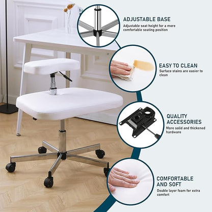 Meditation Chair Ergonomic Cross Legged Chair ADHD Chair with Wheels,Kneeling Chair for Office and Home,ADHD Chairs for Adults(White)
