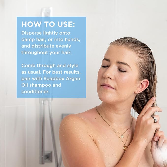 Soapbox Argan Oil Smoothing Serum, Anti-Frizz Serum For All Hair Types with Shea Butter & Vitamin E Repairs Damage & Controls Flyaways - Vegan, Cruelty and Gluten Free (5 Fl oz)