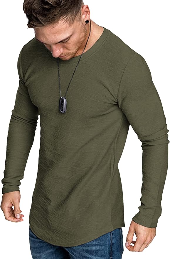 COOFANDY Men 2 Pack Muscle Fitted T Shirt Gym Workout Athletic Long Sleeves Tee