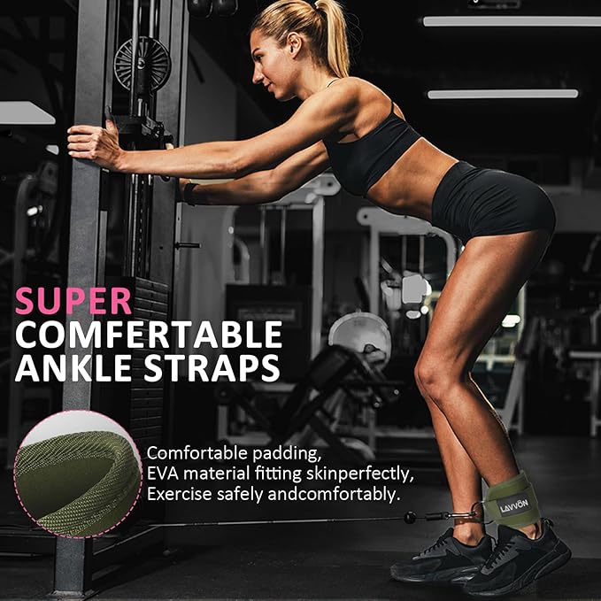 Ankle Straps for Cable Machines Kickbacks - Adjustable Comfort Ankle Cable Attachments for Gym Ankle Cuff Cable Machine Glute Kickback Straps - Leg Extensions, Curls & Ankle Cuffs Women