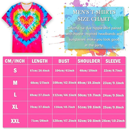 Hippie Costume for Men Women 4PCS Mens 60s 70s Outfit Set Colorful Hippie Shirt Sunglasses Headband Peace Necklace
