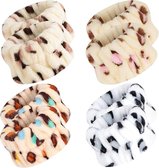 Wrist Towels for Face Washing, Women's Microfiber Spa Wash Face Wrist Towel Band, Absorbent Wrist Sweatband for Girls, Prevent Water from Spilling Down Your Arms 8Pcs