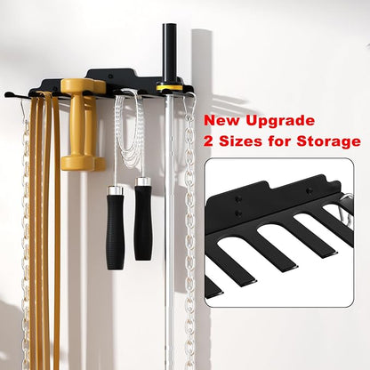 Olympic Barbell Hanger,Garage Gym Bar Wall Rack,Vertical Barbell Mount Rack,Black Powder Coated,Space Saving Commercial or Home Gym Accessory,Holds Under 33mm Bar Size