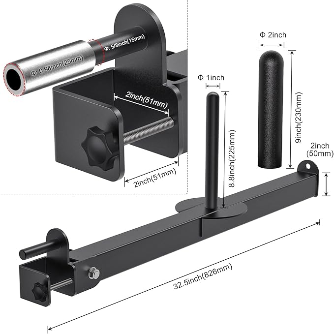Belt Squat Attachment for 2" x 2" or 3" x 3" Power Rack with 5/8" or 1" Holes, Landmine Belt Squat Machine, Compatible with 1" & 2" Weight Plates, Home Gym Squat Rack Accessories