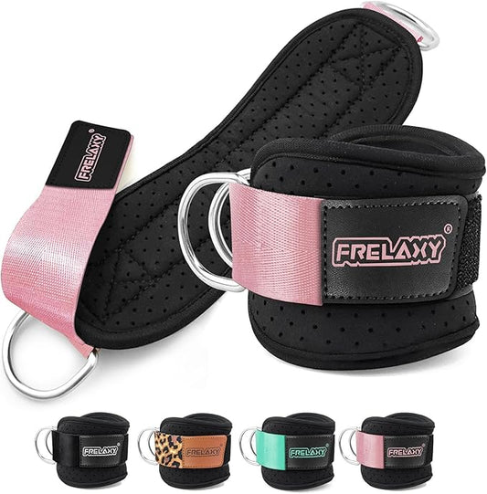Frelaxy Ankle Straps for Cable Machine – Comfortable & Durable Leg Straps for Kickbacks, Glute Workouts, and Lower Body Exercises – Perforated Neoprene Padding & Tapered Fit
