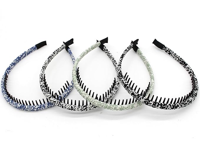 plastic headbands for women, fashion hair accessories headband with teeth Suitable Daily Use,Spa,Parties and yoga (pack of 4)