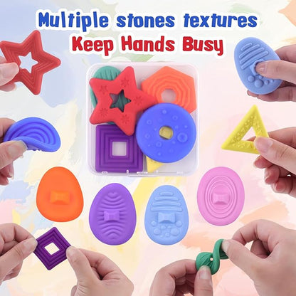 10 Pcs Sensory Fidget Toys Worry Stones for Kids Teens Adults Calming, Pop Fidgets Toy for Anxiety and Stress Silent Fidget Toys for Classroom Student Prizes